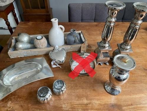 Diverse woonaccessoires zilver /grijs / hout, Huis en Inrichting, Woonaccessoires | Kandelaars en Kaarsen, Zo goed als nieuw, Kandelaar