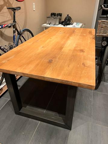 Massief Eiken Tafel - 100x200cm met stalen U-poten beschikbaar voor biedingen