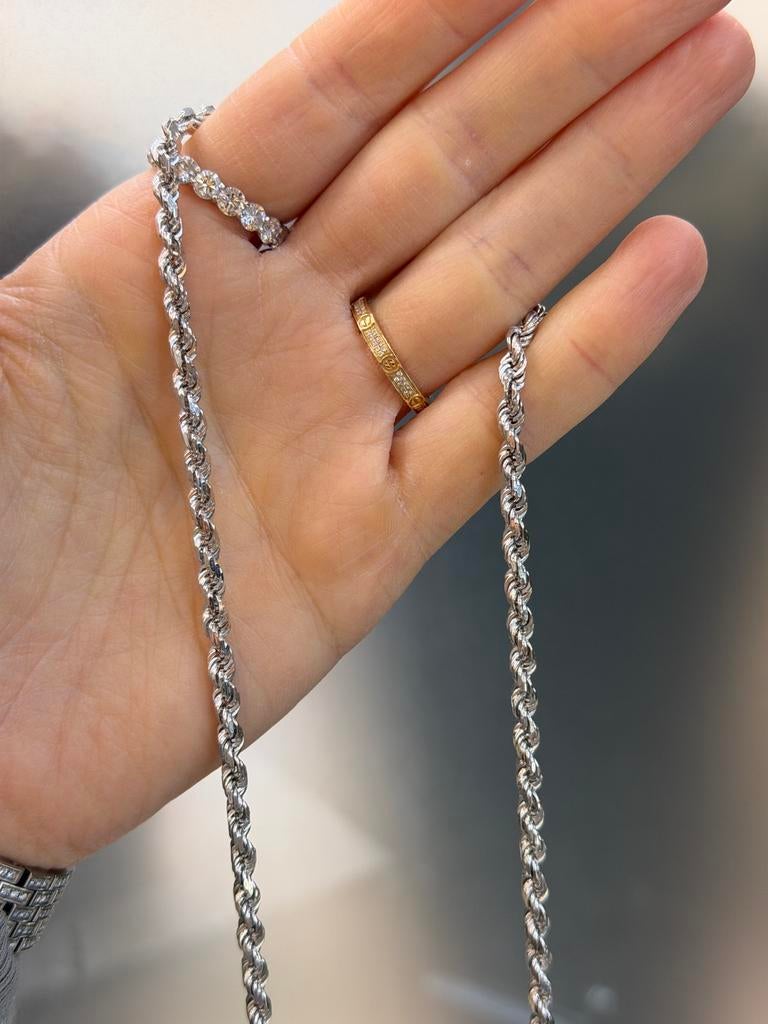 14KT Wit Goud - 37 Gram - Ketting - ROPE - Gedraaid -Massief, Ophalen, Nieuw, Goud