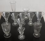 11 diverse antieke drinkglazen parapluglas fluit- geëtstglas, Antiek en Kunst, Ophalen