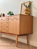 Vintage dressoir ingelegd hout sideboard 50/60/70, Ophalen, Gebruikt, Teakhout, 200 cm of meer