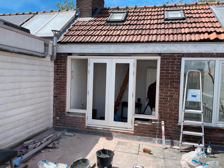 Hard hout kozijn met deurtjes en HR++ glas, Doe-het-zelf en Verbouw, Kozijnen en Schuifpuien, Zo goed als nieuw, Raamkozijn, Hout