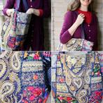 Bohemian tote bag goudglitter marineblauw XL boho hippy chic, Ophalen of Verzenden, Nieuw, Blauw, Shopper