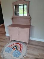 Oude roze/beige spiegel commode kast, Antiek en Kunst, Ophalen