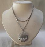 Zilveren ketting met antieke medallion hanger nr.312