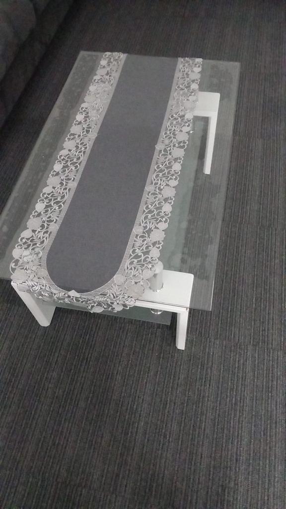 Glazen salontafel met eikenhout, Huis en Inrichting, Woonaccessoires | Zuilen en Pilaren, Ophalen, Gebruikt