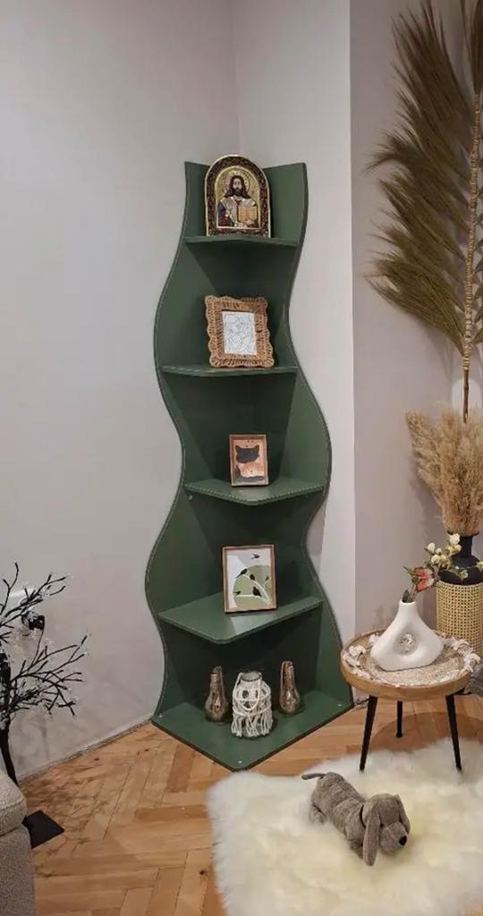 Groene hoekkast met planken, Huis en Inrichting, Kasten | Dressoirs, Ophalen, Minder dan 50 cm, Gebruikt, Minder dan 25 cm