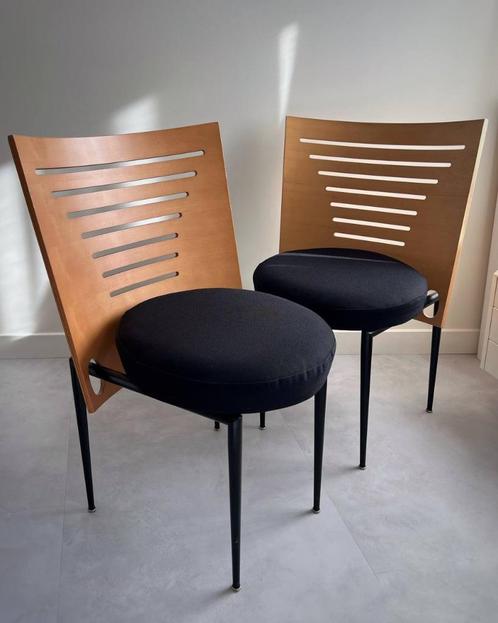 2x Castelijn Harmonica eetkamerstoelen Mazairac&Boonzaaijer, Huis en Inrichting, Stoelen, Gebruikt, Twee, Hout, Metaal, Stof, Overige kleuren