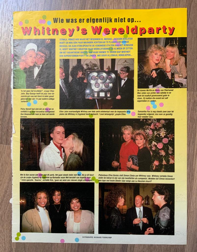 Artikel Whitney Houston, Boy George, Sam Fox, Fleetwood Mac, Verzamelen, Verzenden, 1980 tot heden, Nederland, Knipsel(s)