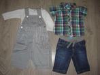 overhemd en jeans / tuinbroek-romper wit 56 jongen, Ophalen of Verzenden, Gebruikt, Jongetje, Setje