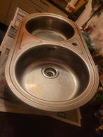 Dubbele RVS spoelbak, Ophalen, Gebruikt, 50 tot 100 cm, Minder dan 25 cm
