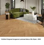 50,80m2 Visgraat Hongaarse Laminaat Natuur Eik 20pak : €695, Huis en Inrichting, Stoffering | Vloerbedekking, Bruin, 75 m² of meer
