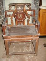 Antiek late Qing Chinese stoel tropisch hout & inleg zetel, Ophalen