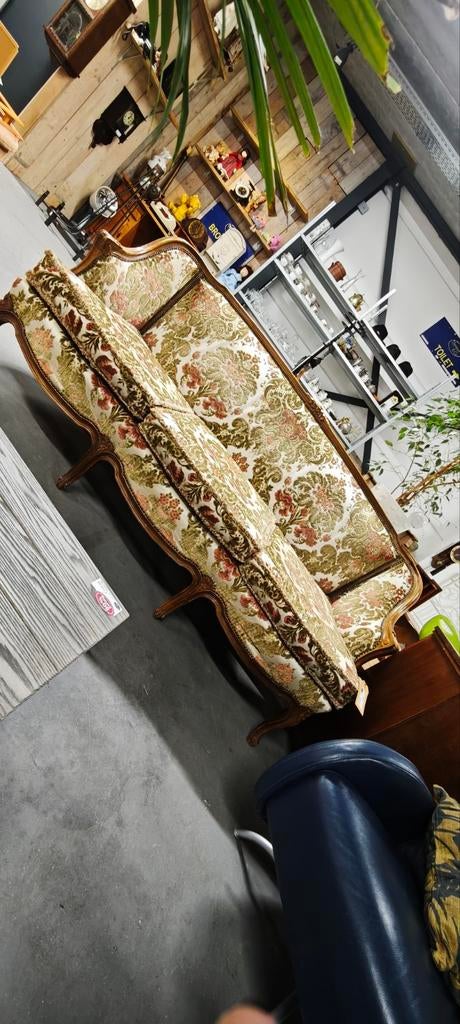 Vintage Brocante Bank met Bloemmotief, Huis en Inrichting, Banken | Bankstellen, Vintage, Brocante, Klassiek, Gebruikt, Driepersoons