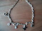 mooie echt zilveren schakel ketting met 5 hang on bedels 925, Ophalen of Verzenden, Zo goed als nieuw, Zilver, Zilver