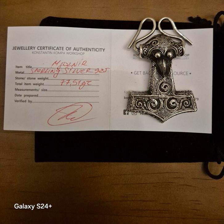 Mjolnir Hanger - Massief Zilver 925 - Viking Stijl, Sieraden, Tassen en Uiterlijk, Kettingen, Nieuw, Zilver, Zilver, Ophalen of Verzenden