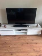 Glans Witte TV Kast - 180cm, Ophalen, Overige materialen, 150 tot 200 cm, Minder dan 100 cm