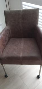 Moderne stoelen bruin nubuck wildleer armleuning + wiel, Ophalen, Gebruikt, Bruin, Leer