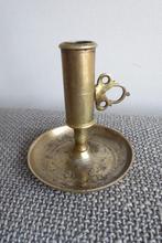 18 e eeuwse geelkoperen schuifkandelaar, Antiek en Kunst, Antiek | Kandelaars, Ophalen of Verzenden, Koper of Brons