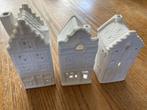 Porseleinen grachtenhuisjes waxinelichtje, Overige materialen, Wit, Ophalen of Verzenden, Zo goed als nieuw