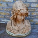 Groot terracotta borstbeeld jonge vrouw door E. Dubois, Antiek en Kunst, Ophalen of Verzenden