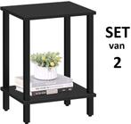 Bijzettafel - Set van 2  - Sidetable-Zwart 38x30x55cm, Minder dan 55 cm, Nieuw, Rechthoekig, Ophalen