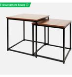 Vierkante bijzettafels met donkerhout, Huis en Inrichting, Tafels | Statafels, Ophalen, Zo goed als nieuw