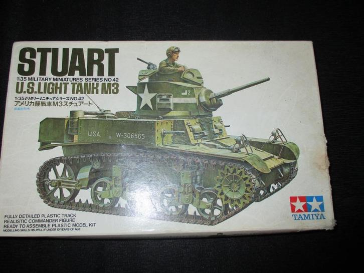 H-368,TAMIYA 1-35,NO,42,U.S. Light Tank M3 Stuart, Hobby en Vrije tijd, Modelbouw | Auto's en Voertuigen, Zo goed als nieuw, Ophalen of Verzenden