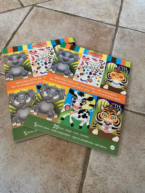 2x Melissa & Doug Stickerboeken Dieren (Make a Face), Kinderen en Baby's, Speelgoed | Educatief en Creatief, Gebruikt, Knutselen