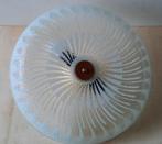 Vintage Jaren 50 plafonniere, glazen schaallamp, Huis en Inrichting, Lampen | Plafondlampen, Ophalen of Verzenden, Gebruikt, Glas