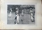 gravure 1880 tennis dubbelspel dames Groot-Brittannië, Ophalen of Verzenden
