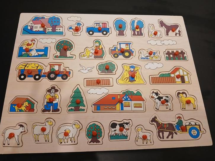 Boerderij Puzzel - Houten Insteekpuzzel, Kinderen en Baby's, Speelgoed | Kinderpuzzels, Zo goed als nieuw, 2 tot 4 jaar, 10 tot 50 stukjes