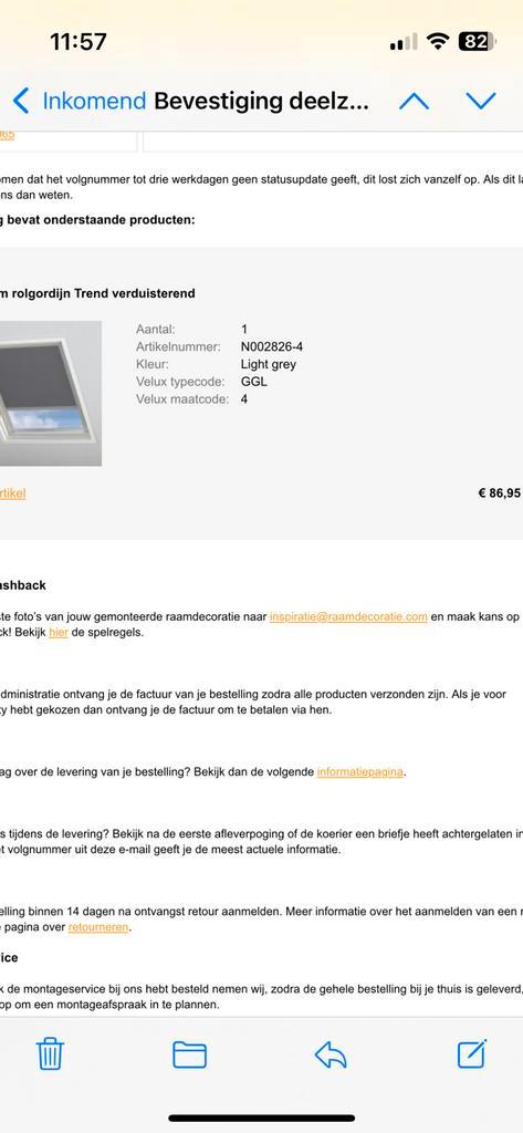 Velux dakraam rolgordijn, lichtgrijs. GGL 4, Huis en Inrichting, Stoffering | Gordijnen en Lamellen, Gebruikt, Minder dan 100 cm
