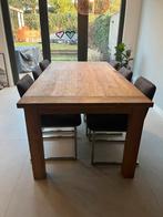 Eiken Eettafel met 6 H&H Stoelen, Huis en Inrichting, Tafels | Eettafels, Ophalen, Gebruikt, 200 cm of meer, 50 tot 100 cm