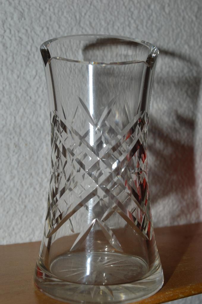 asymetrisch antiek kristallen vaasje met mooi slijpsel, Antiek en Kunst, Ophalen of Verzenden