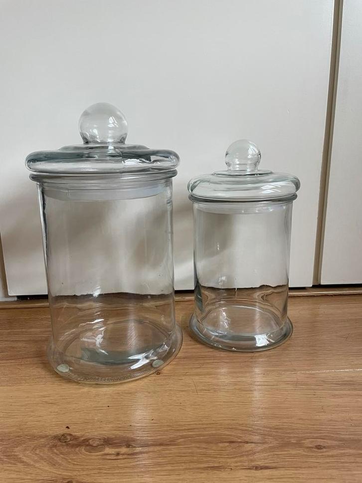 als nieuw; grote glazen stolpen 2 stuks, Huis en Inrichting, Woonaccessoires | Stolpen, Zo goed als nieuw, Ophalen