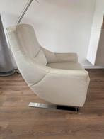 Leren Design fauteuil, Huis en Inrichting, Fauteuils, Gebruikt, Minder dan 75 cm, Ophalen of Verzenden, Metaal