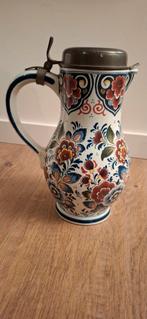 Delfs gekleurd kan met tinnen deksel, Antiek en Kunst, Antiek | Keramiek en Aardewerk, Ophalen of Verzenden