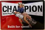 Champion Bougie pinup relief reclamebord van metaal deco, Verzamelen, Merken en Reclamevoorwerpen, Reclamebord, Info@deconoord.nl