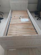 Whitewash houten bed met lattenbodem 90x200, incl grote lade, Huis en Inrichting, Slaapkamer | Bedden, Ophalen, 90 cm, Eenpersoons