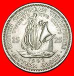 Ⰶ GREAT BRITAIN (1955-1965): CARIBBEAN 25 CENTS 1962! SHIP, Postzegels en Munten, Munten | Amerika, Verzenden, Midden-Amerika