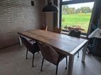 Massief Eiken Eettafel met RVS Poten, Huis en Inrichting, Tafels | Eettafels, Ophalen, Eikenhout, 200 cm of meer, 50 tot 100 cm