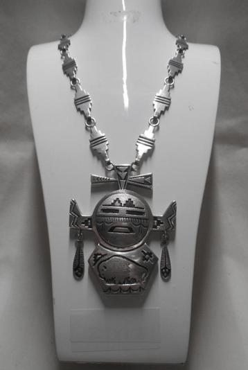 Zilveren vintage Navajo handmade collier met hanger nr.1730 beschikbaar voor biedingen