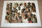 Antieke kleurenlitho - Volkeren van Afrika - Circa 1900 !!, Ophalen of Verzenden