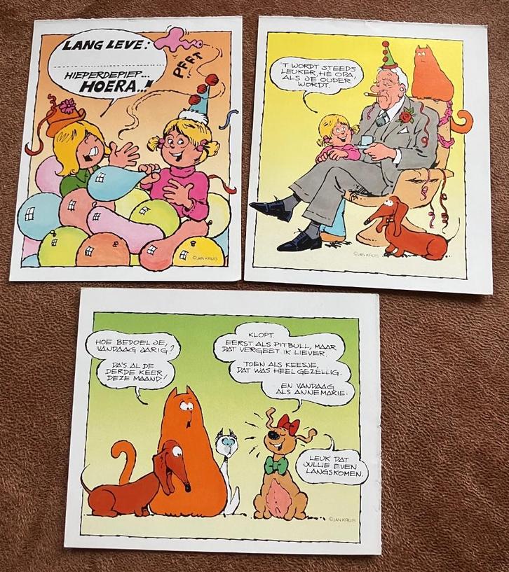 3 leuke verjaardag kaarten van Jan,Jans en de kinderen, Hobby en Vrije tijd, Kaarten | Zelfgemaakt, Nieuw, Overige thema's, Ophalen of Verzenden
