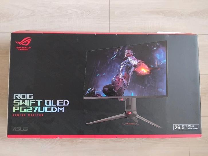Asus ROG Swift OLED PG27UCDM, Computers en Software, Monitoren, Zo goed als nieuw, 201 Hz of meer, DisplayPort, Gaming, In hoogte verstelbaar