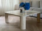Travertin vintage salontafel handgemaakt!, Overige materialen, 50 tot 100 cm, Verzenden, Vierkant