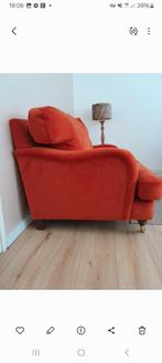 Klassieke terrac-kleurige bank 3 zits op chromen wieltjes, Huis en Inrichting, Ophalen, 125 cm of meer, Klassiek, Hout