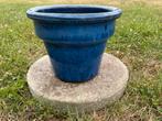 Blauwe geglazuurde bloempot voor buiten- 23 cm x 28 cm, Ophalen, Rond, Zo goed als nieuw, Minder dan 25 cm