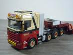 Scania Highline 8x4 with Lowloader Van Maanen - WSI 9300 -, Hobby en Vrije tijd, Modelauto's | 1:50, Wsi, Zo goed als nieuw, Wsi